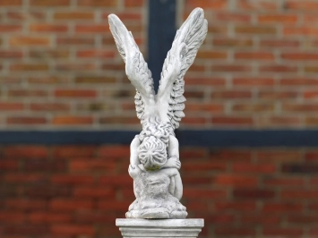 Ange à genoux - statue en pierre - 110 cm - blanc classique