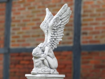 Ange à genoux - statue en pierre - 110 cm - blanc classique