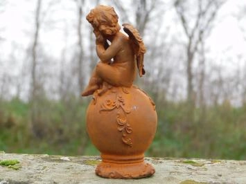 Engel auf Kugel - Gusseisen - 20cm - Oxid - Dekoration