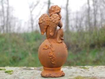 Engel auf Kugel - Gusseisen - 20cm - Oxid - Dekoration