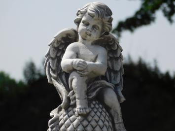Stenen engel - op sokkel - 60 cm - spiritueel en in detail
