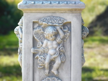 Socle d'ange avec statue d'ange – 93 cm – pierre classique