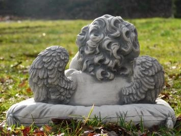 Engel auf Kissen - Steinstatue - 35 cm - detailreich