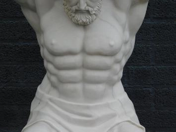 Atlas avec globe - statue en marbre avec nickel - 195 cm