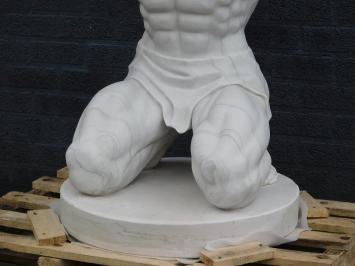 Atlas avec globe - statue en marbre avec nickel - 195 cm