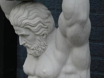 Atlas avec globe - statue en marbre avec nickel - 195 cm