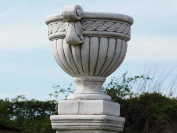 Blumentopf - Kelch auf Sockel - 90 cm - Stein