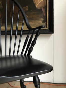 Schöner handgefertigter Holzsessel von Nesto, ganz aus Holz 1960, in der Farbe schwarz, schöner Stuhl!