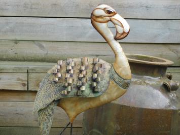 2er-Set: handgefertigter Flamingo & Kranich - aus Metall