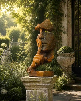 Beeld De Fluisteraar XL – 58 cm – gietijzeren tuinbeeld
