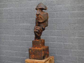 Eine exklusive und besondere Skulptur des 'Flüsterers', Polystein, Skulptur als Dekoration