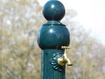 Gartenbrunnen stehend mit Wasserhahn, Aluminium, grün