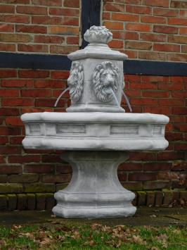 Springbrunnen Löwe XL - 125 cm - Stein - mit Wasserspeiern