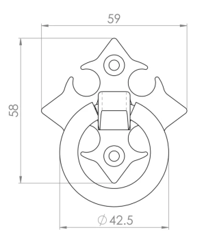 Schrankgriff, Ringgriff, mattschwarz, antiker Hebel