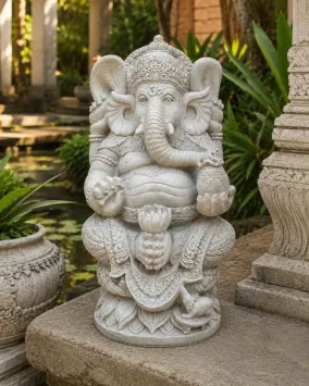 Tuinbeeld Ganesha - steen - beeld van de hindoeïstische god