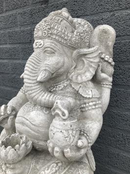 Gartenskulptur Ganesha, Stein, auf Sockel