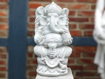 Ganesh - statue en pierre - 68 cm - blanc classique - hindouisme