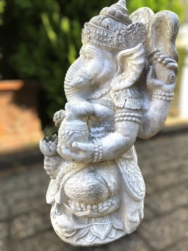 Ganesha - stenen beeld - 68 cm - klassiek wit - hindoeïsme