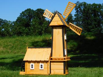 Watermolen, tuindecoratie, hout - met watermolen