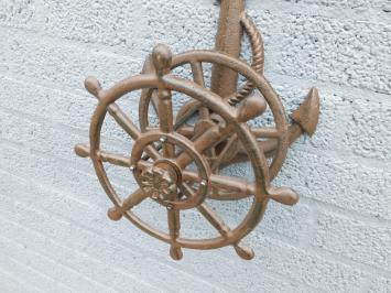 Waterslanghouder gietijzer met anker, bruin