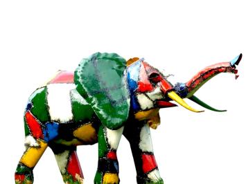 Olifant - handgemaakt uit Afrika - 65 cm - kleurrijk