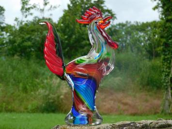 Coq en verre soufflé – œuvre d'art en verre coloré – fait main