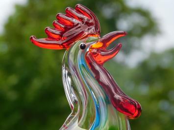Coq en verre soufflé – œuvre d'art en verre coloré – fait main