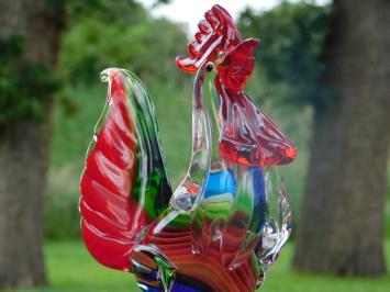 Coq en verre soufflé – œuvre d'art en verre coloré – fait main