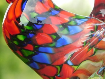 Coq en verre soufflé à la main – coloré – 30 cm
