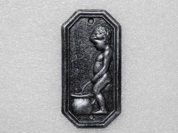 Plaques de toilettes en fonte – homme et femme – aspect argent vieilli – lot de 2