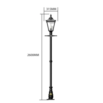 Poteau de lanterne 260 cm - fonte - style traditionnel - lampe d'allée
