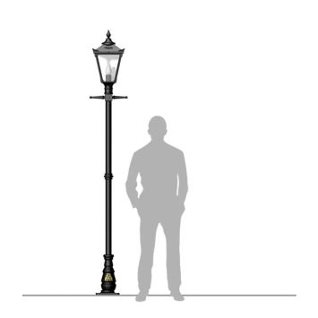 Poteau de lanterne 260 cm - fonte - style traditionnel - lampe d'allée