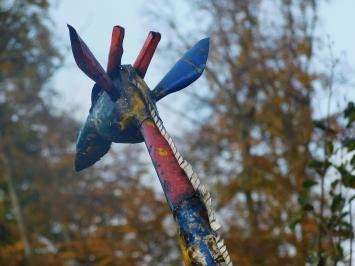 Girafe 'Mansa' - fabriquée à la main en Afrique - 155 cm - couleur