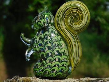 Sculpture d'écureuil en verre – objet d'art fait main – 16 cm