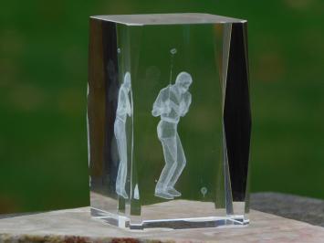 Statue eines Golfspielers, Golfstatue aus Glas, 3D, Marmorsockel