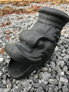 Bec de gouttière en forme de bouche de poisson – 35 cm – fonte – sortie eaux noires