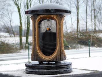 Grablaterne aus Granit – schwarz mit Gold – Grabschmuck