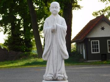 Moine de salutation - sur socle - en pierre - 93 cm de hauteur