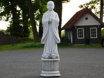 Moine de salutation - sur socle - en pierre - 93 cm de hauteur