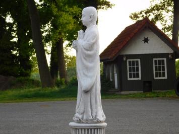 Groetende monnik - op sokkel - van steen - 93 cm hoog