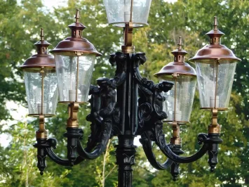 Tuinlantaarn klassiek - 380 cm hoog - aluminium en koper