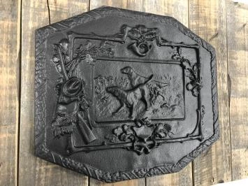 Open haard plaat, wandornament,  JACHT TAFEREEL, massief gietijzer