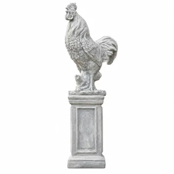 Tuinbeeld haan XL op sokkel – stenen dierenbeeld – 112 cm