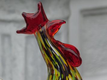 Hahnskulptur aus Glas, Tierskulpturen aus farbigem Glas