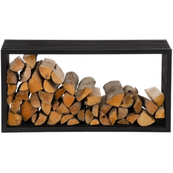 Porte-bûches – 100 x 50 cm – métal noir mat – décoration