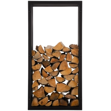 Porte-bûches – 100 x 50 cm – métal noir mat – décoration