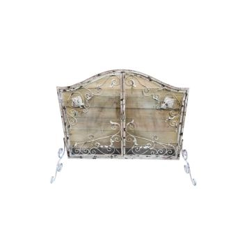 Haardbescherming, spatscherm , Victoriaans smeedijzer , kleur white-rust