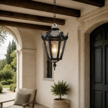 Verandalamp aan ketting – 50 cm – zwarte klassieke hanglamp