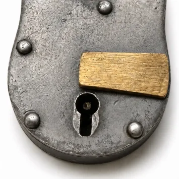 Antikes Vorhängeschloss – 2 Schlüssel – Eisen - Messing – 10 cm