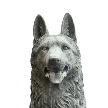 Statue de chien de berger – 120 cm – gris – décoration en pierre